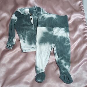 Lou Lou & Company Kids Tie-Dye Footies - Teal and White
